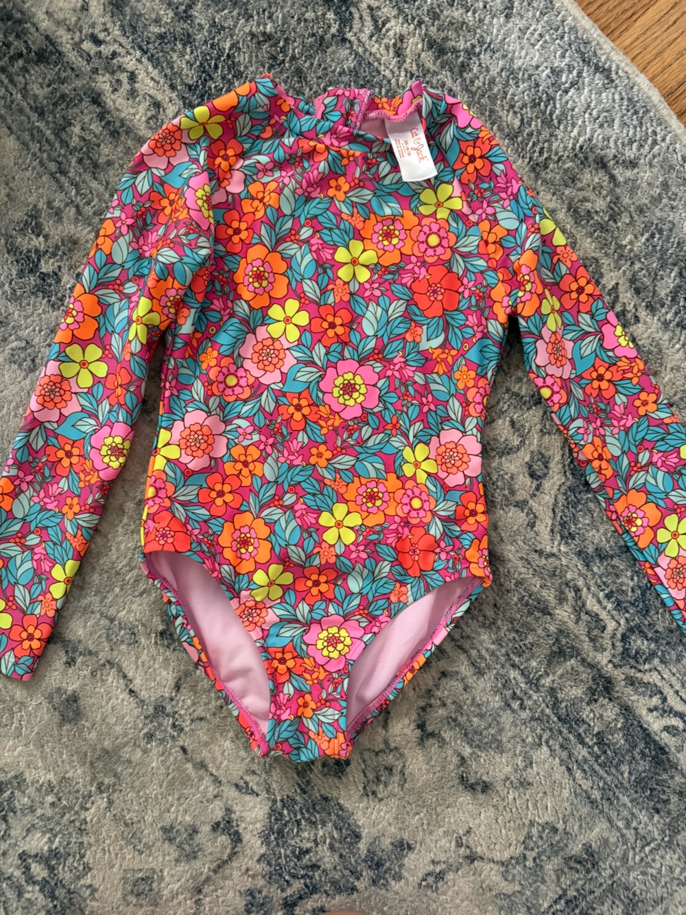 Cat & Jack Pink Floral Longsleeve One-Piece